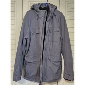 Prana mens Bronson town jacket grey size XL heavy coat with hood